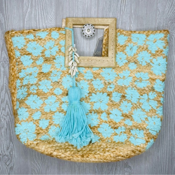 Twig and Arrow Woven Jute Oversized Handbag beach bag purse tote New With Tags - Picture 6 of 10